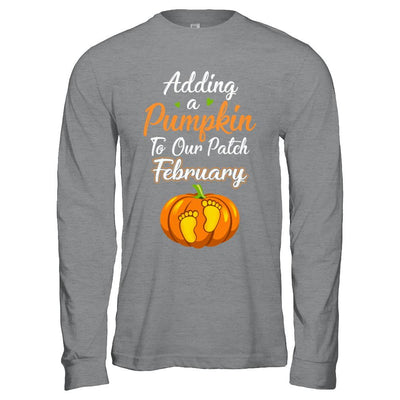 Halloween Pumpkin Pregnancy Mom Due Date In February 2021-T-Shirt & Hoodie-Long Sleeve T-Shirt-Sport Grey