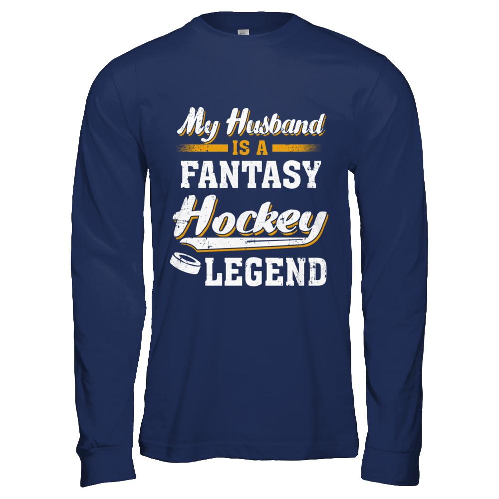 My Husband Is A Fantasy Hockey Legend-T-Shirt & Hoodie-Long Sleeve T-Shirt-Navy