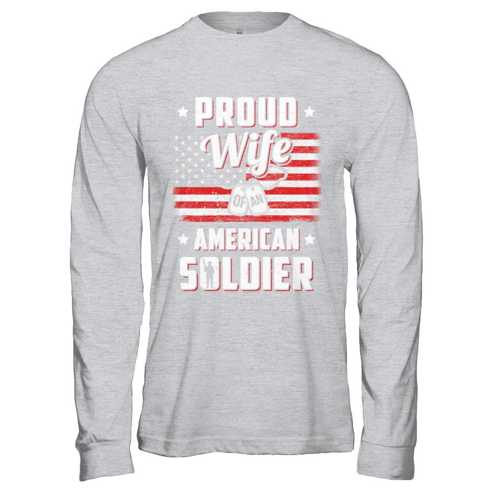 Proud Wife Of A Soldier Army Husband Veteran-T-Shirt & Hoodie-Long Sleeve T-Shirt-Sport Grey
