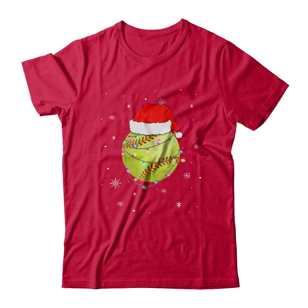Santa Hat Softball Christmas Gifts-T-Shirt & Sweatshirt-Classic T-Shirt-Red