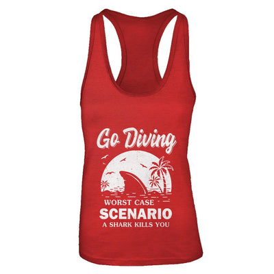 Funny Go Diving Worst Case Scenario A Shark Kills You-T-Shirt & Tank Top-Women's Ideal Racerback Tank-Red