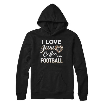 I Love Jesus Coffee & Football-T-Shirt & Sweatshirt-Pullover Hoodie-Black