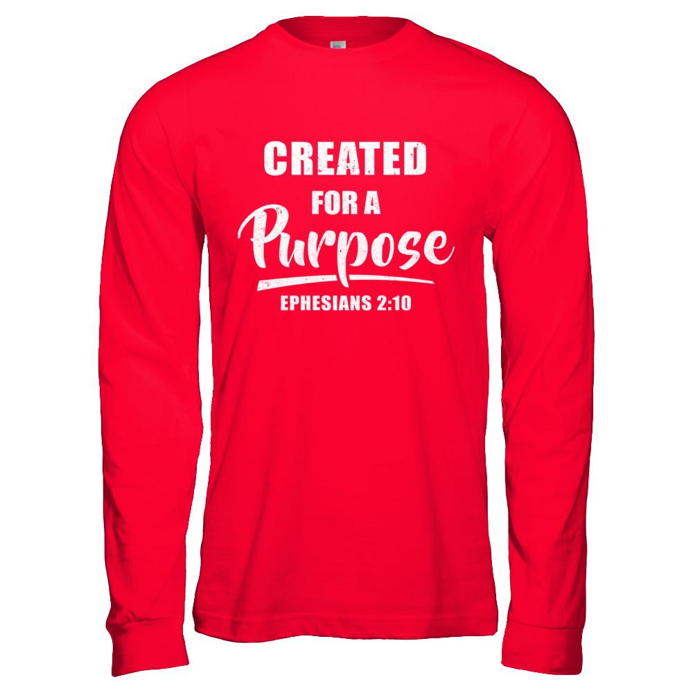 Created For A Purpose Christian Faith Jesus-T-Shirt & Hoodie-Long Sleeve T-Shirt-Red