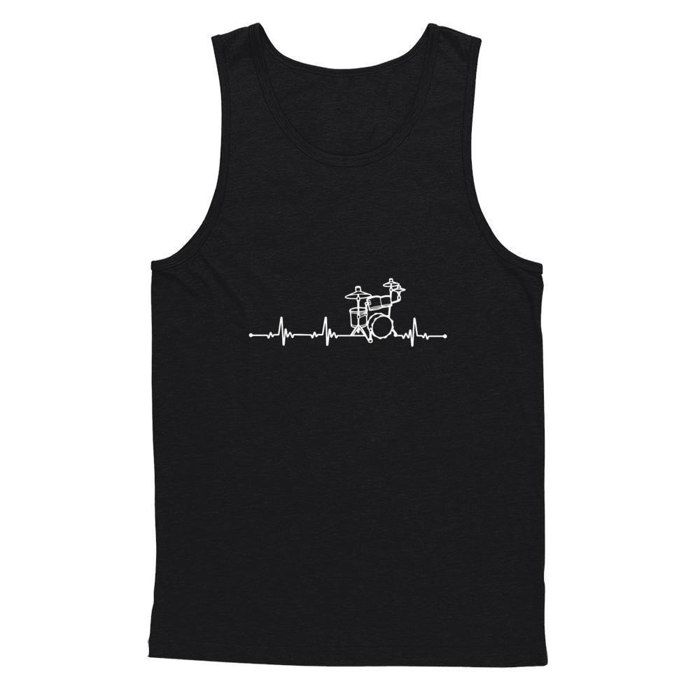 Drums Heartbeat Drummers Music Lover Musician Rock-T-Shirt & Hoodie-Unisex Tank-Black