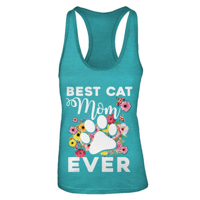 Best Cat Mom Ever Mother's Day Gift-T-Shirt & Tank Top-Women's Ideal Racerback Tank-Tahiti Blue
