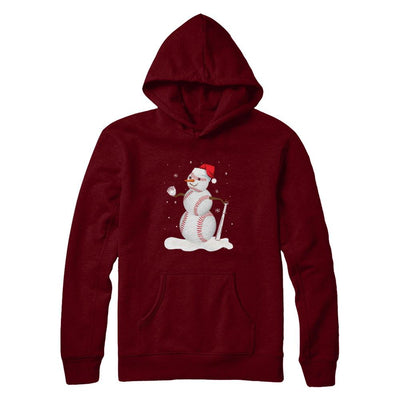 Christmas Baseball Snowman Christmas-T-Shirt & Sweatshirt-Pullover Hoodie-Maroon