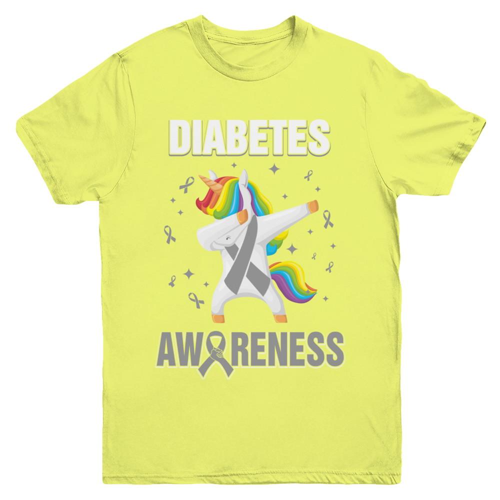 Inspirational Diabetes Awareness Unicorn Support Youth-Youth Shirt-Youth T-Shirt-Daisy
