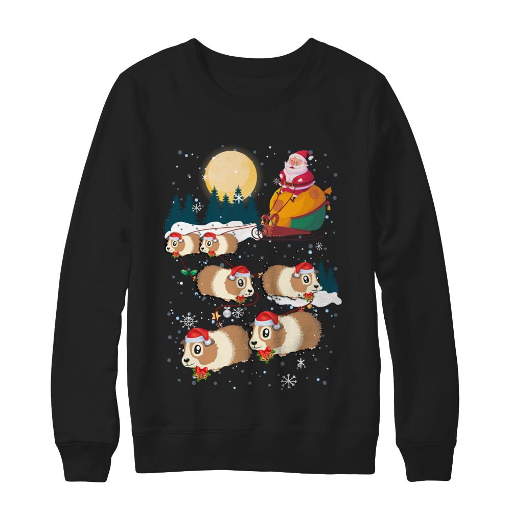 Funny Christmas Guinea Pig Reindeer Lover Santa Gift-T-Shirt & Sweatshirt-Crewneck Sweatshirt-Black