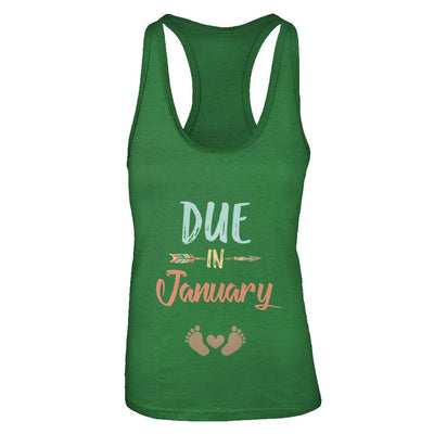 Due Date January 2021 Announcement Mommy Bump Pregnancy-T-Shirt & Tank Top-Women's Ideal Racerback Tank-Kelly Green