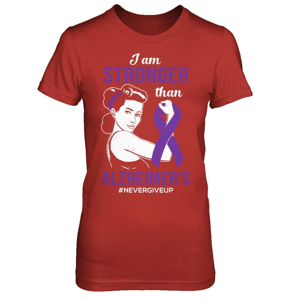 I Am Stronger Than Alzheimer's Awareness Support-T-Shirt & Hoodie-Women's T-Shirt-Red