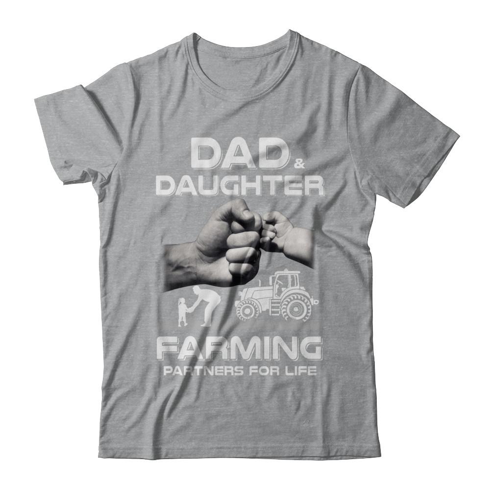 Farmer Dad And Daughter Farming Partners For Life Fathers Day-T-Shirt & Hoodie-Classic T-Shirt-Sport Grey