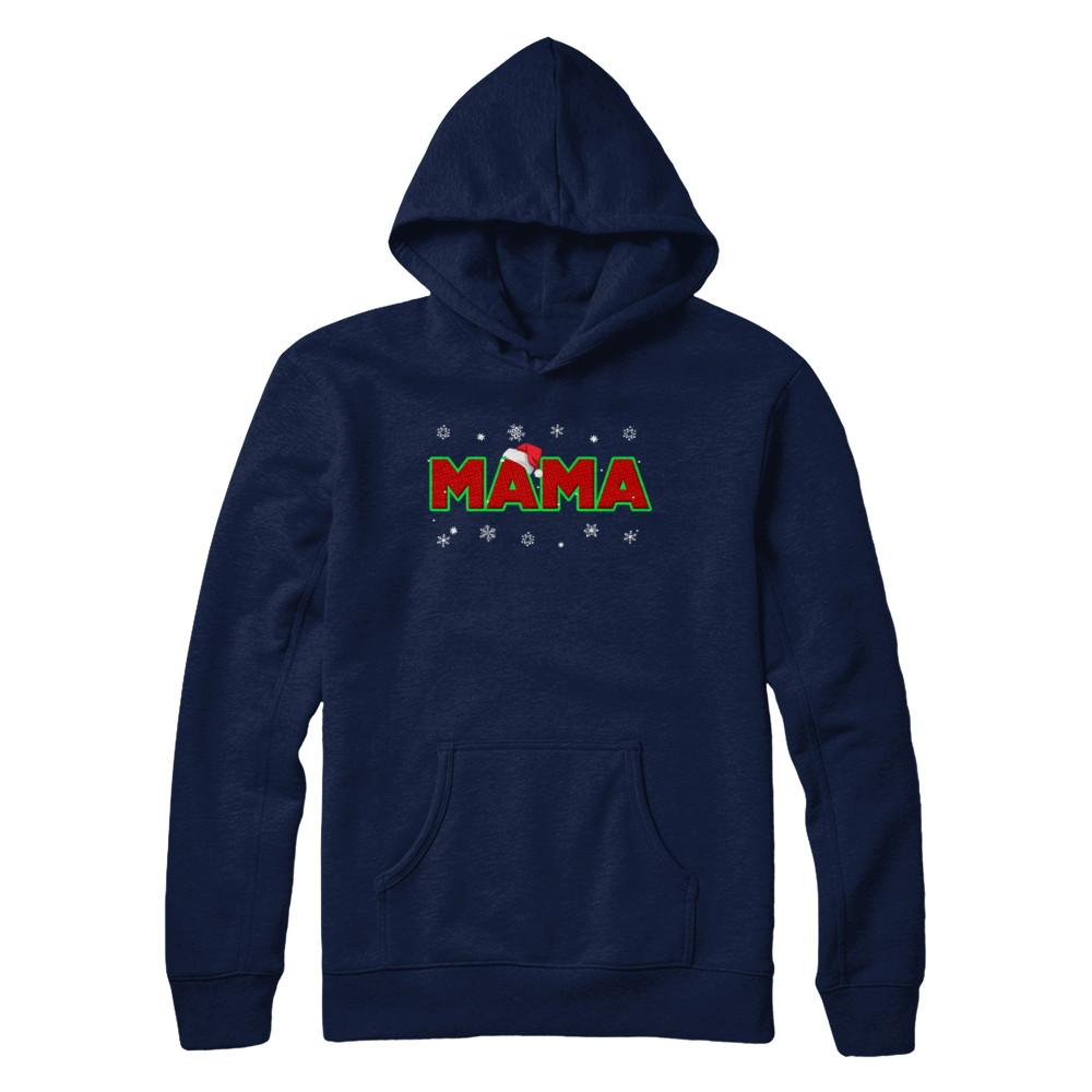 Mama Christmas Santa Ugly Sweater Gift-T-Shirt & Sweatshirt-Pullover Hoodie-Navy