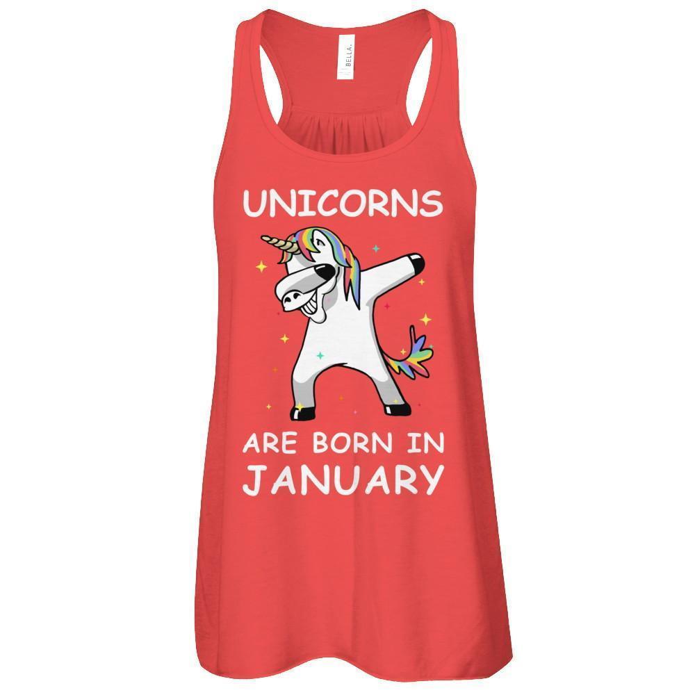 Unicorns Are Born In January Cute Dabbing-T-Shirt & Tank Top-Women's Flowy Racerback Tank-Red