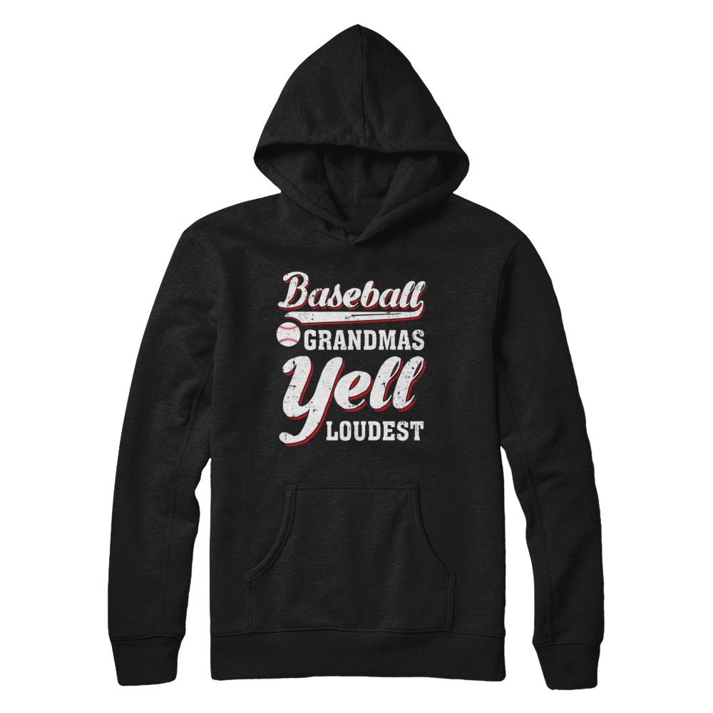 Baseball Grandmas Yell Loudest-T-Shirt & Hoodie-Pullover Hoodie-Black
