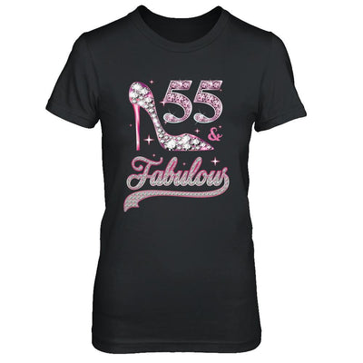 55 And Fabulous 55 Years Old 1966 55th Birthday Gift-T-Shirt & Hoodie-Women's T-Shirt-Black