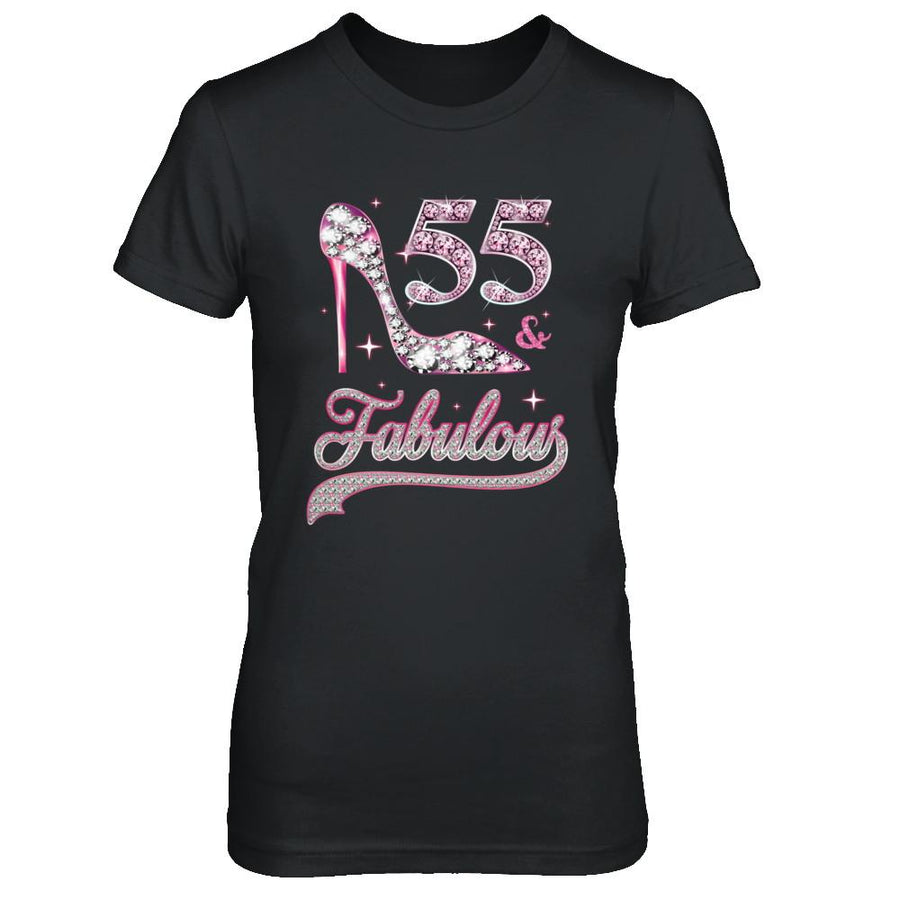 55 And Fabulous 55 Years Old 1966 55th Birthday Gift-T-Shirt & Hoodie-Women's T-Shirt-Black