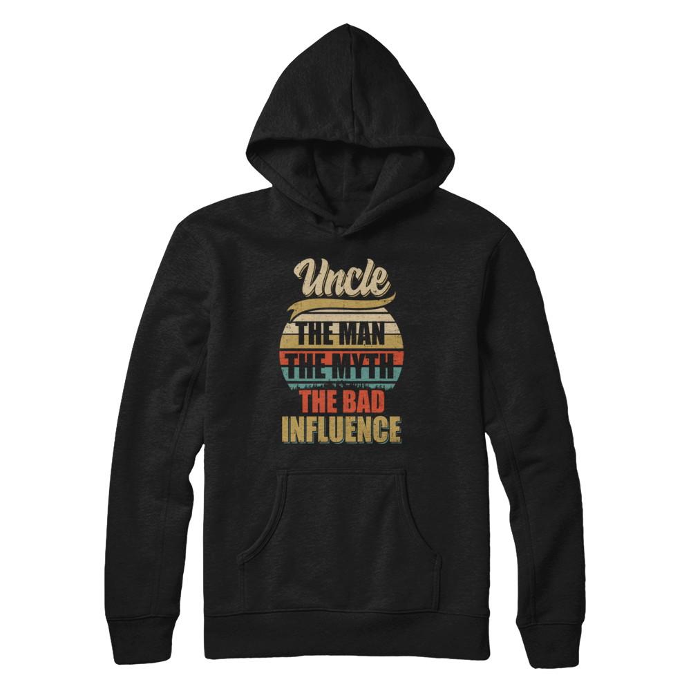 Vintage Uncle The Man The Myth The Bad Influence-T-Shirt & Hoodie-Pullover Hoodie-Black
