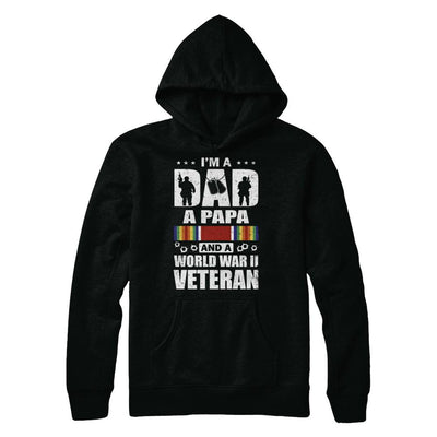 A Dad A Papa And A World War II Veteran Fathers Day-T-Shirt & Hoodie-Pullover Hoodie-Black