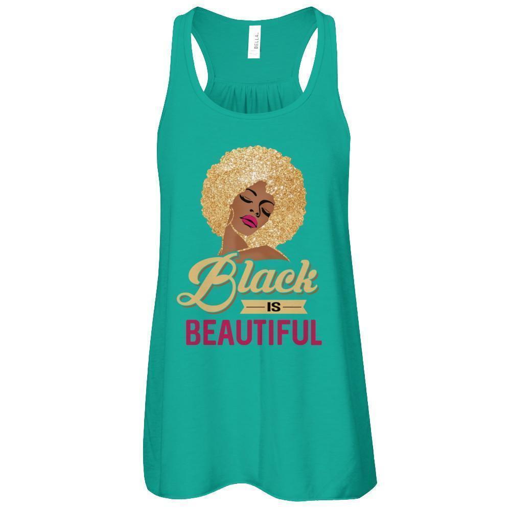 Black Is Beautiful African Black Pride-T-Shirt & Tank Top-Women's Flowy Racerback Tank-Kelly