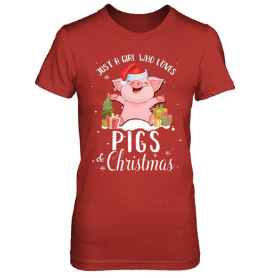 Just A Girl Who Loves Pigs And Christmas-T-Shirt & Sweatshirt-Women's T-Shirt-Red
