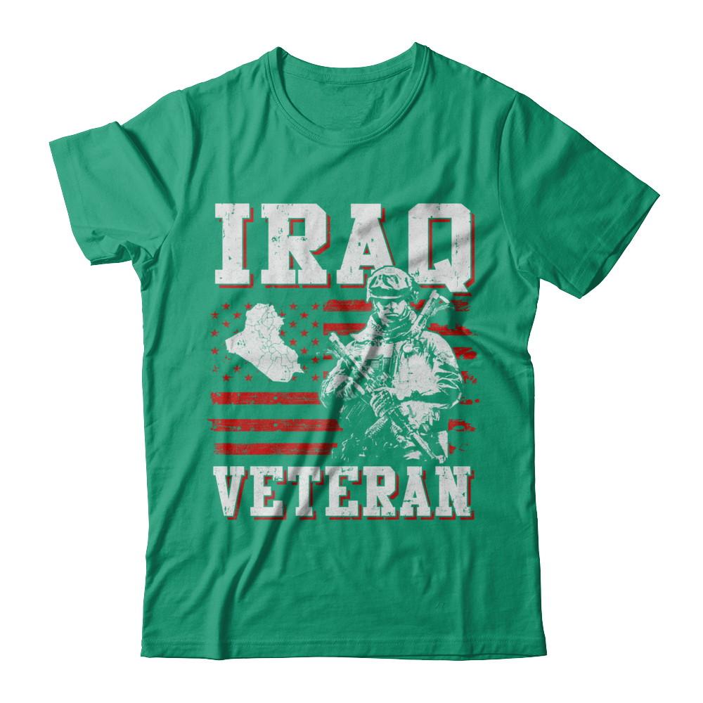 Iraq Veteran America Flag Distressed Vintage-T-Shirt & Hoodie-Classic T-Shirt-Kelly Green