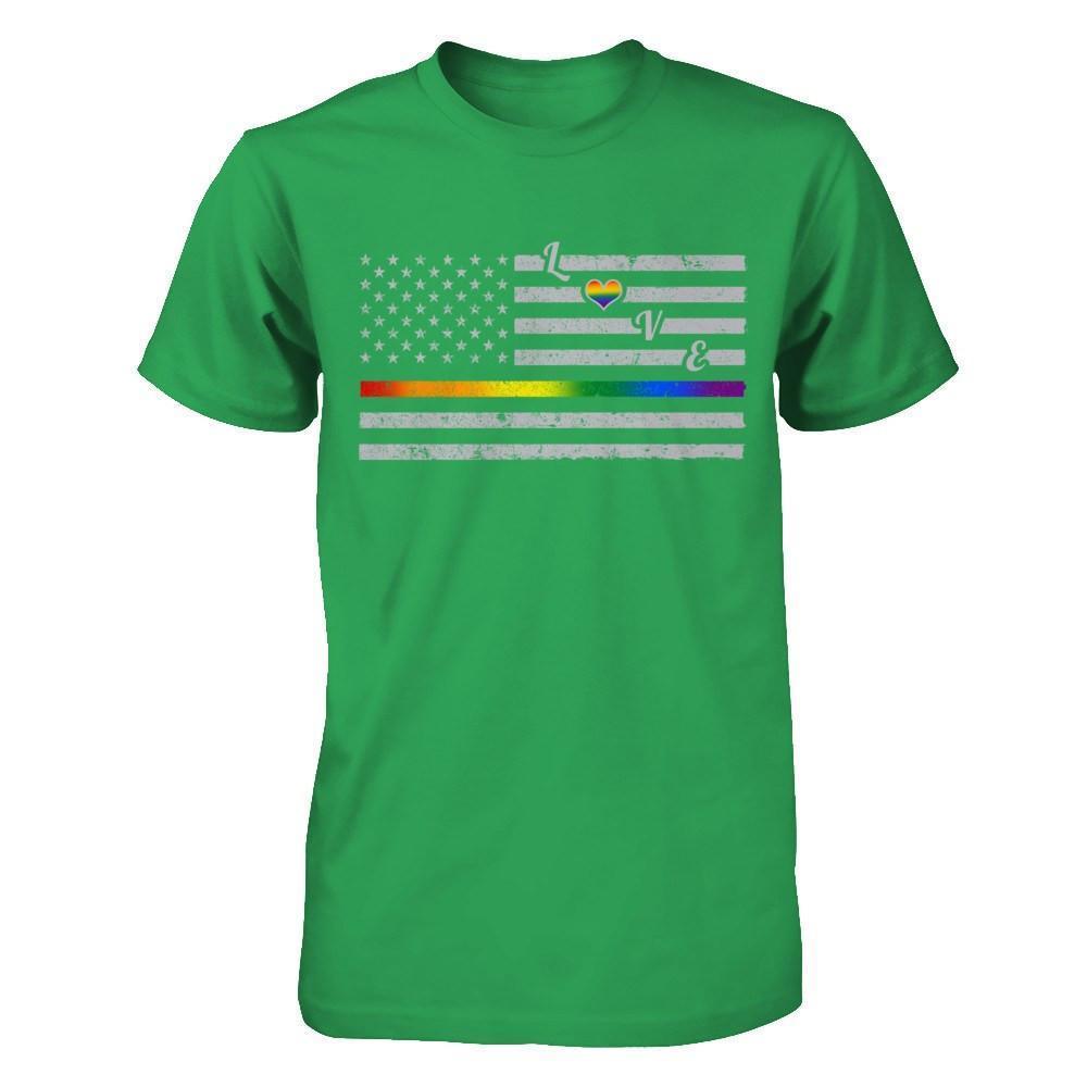 Love Rainbow Heart Flag Lesbian Gay Pride Lgbt-T-Shirt & Hoodie-Premium T-Shirt-Kelly Green