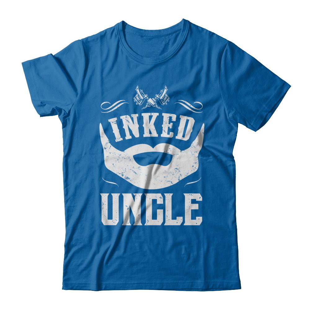 Inked Uncle Bearded Man Tattooed Tattoos-T-Shirt & Hoodie-Classic T-Shirt-Royal
