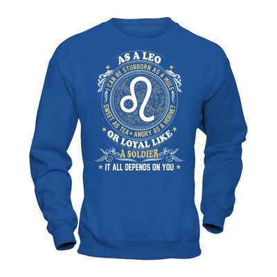 As A Leo I Can Be Stubborn As A Mule-T-Shirt & Hoodie-Crewneck Sweatshirt-Royal