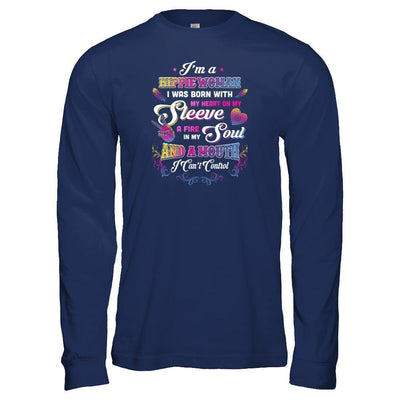 I'm A Hippie Woman I Was Born With My Heart-T-Shirt & Tank Top-Long Sleeve T-Shirt-Navy