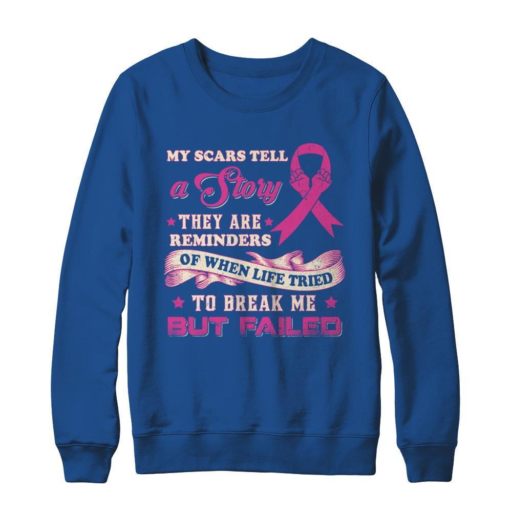 My Scars Tell A Story Breast Cancer Awareness-T-Shirt & Sweatshirt-Crewneck Sweatshirt-Royal