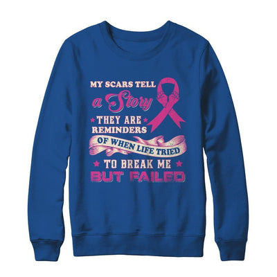 My Scars Tell A Story Breast Cancer Awareness-T-Shirt & Sweatshirt-Crewneck Sweatshirt-Royal