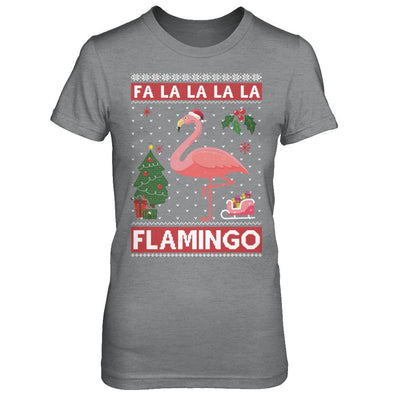 Cute Pink Flamingo Santa Hat Merry Christmas Sweater-T-Shirt & Sweatshirt-Women's T-Shirt-Sport Grey