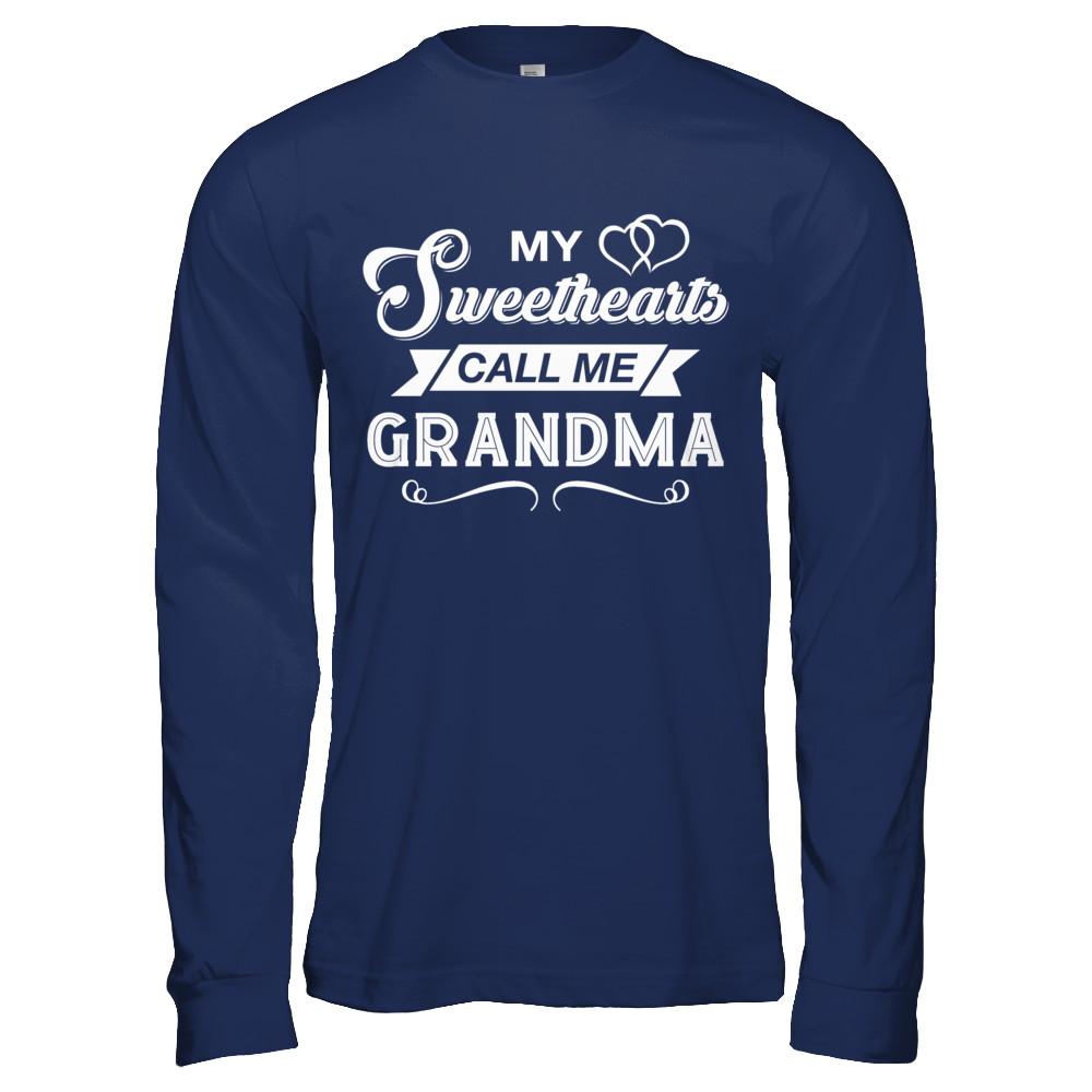 My Sweethearts Call Me Grandma-T-Shirt & Hoodie-Long Sleeve T-Shirt-Navy