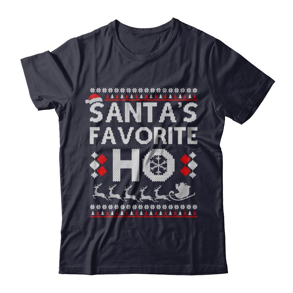 Santa's Favorite Ho Funny Ugly Sweater Christmas-T-Shirt & Sweatshirt-Premium T-Shirt-Midnight Navy