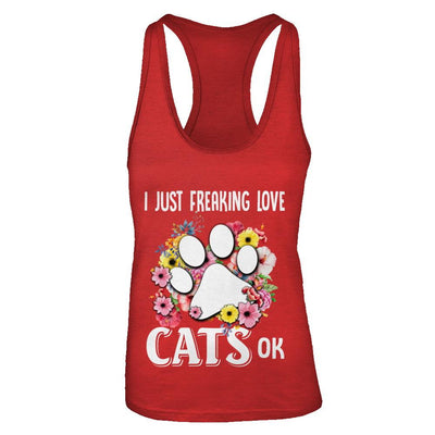 I Just Freaking Love Cats-T-Shirt & Tank Top-Women's Ideal Racerback Tank-Red