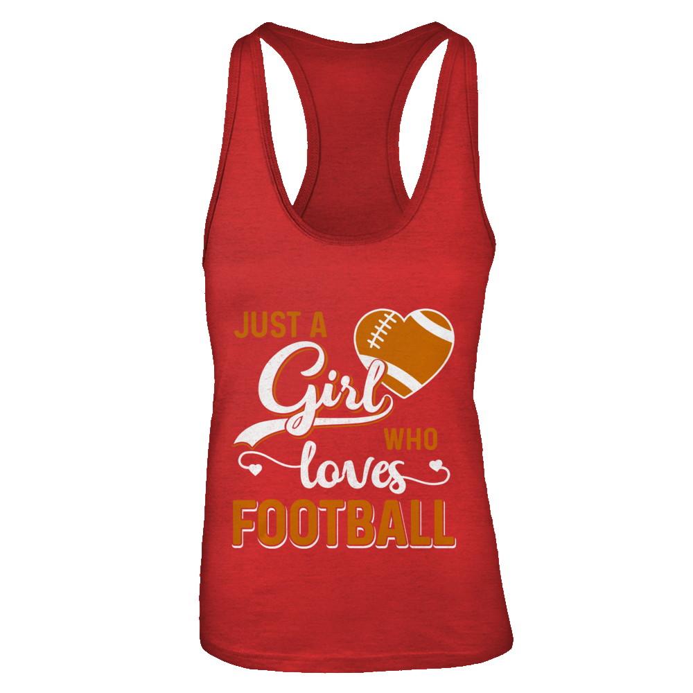 Just A Girl Who Loves Football-T-Shirt & Tank Top-Women's Ideal Racerback Tank-Red