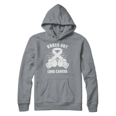 Boxing knock out Lung Cancer Awareness Support-T-Shirt & Hoodie-Pullover Hoodie-Light Steel