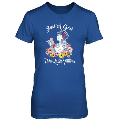 Just A Girl Who Loves Tattoos-T-Shirt & Tank Top-Women's T-Shirt-Royal