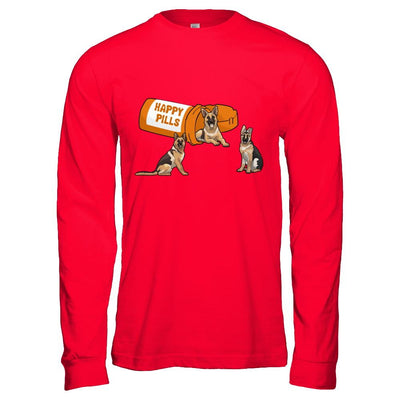 German Shepherd Happy Pills-T-Shirt & Hoodie-Long Sleeve T-Shirt-Red