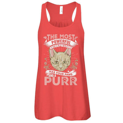 The Most Powerful Antidepressant Has Four Paws And A Purr-T-Shirt & Tank Top-Women's Flowy Racerback Tank-Red