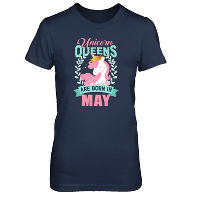 Unicorn Queens Are Born In May Birthday Gift-T-Shirt & Tank Top-Women's T-Shirt-Navy