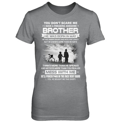 Freaking Awesome Brother He Was Born In May Sister-T-Shirt & Hoodie-Women's T-Shirt-Sport Grey