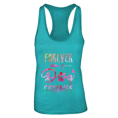 Dog Paw Hairstylist Forever A Dog Groomer For Women-T-Shirt & Tank Top-Women's Ideal Racerback Tank-Tahiti Blue