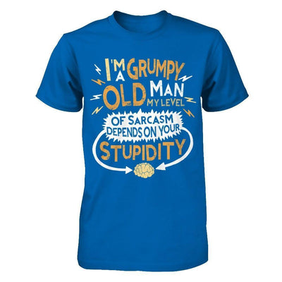 I'm A Grumpy Old Man My Level Of Sarcasm Grandpa Fathers Day-T-Shirt & Hoodie-Classic T-Shirt-Royal
