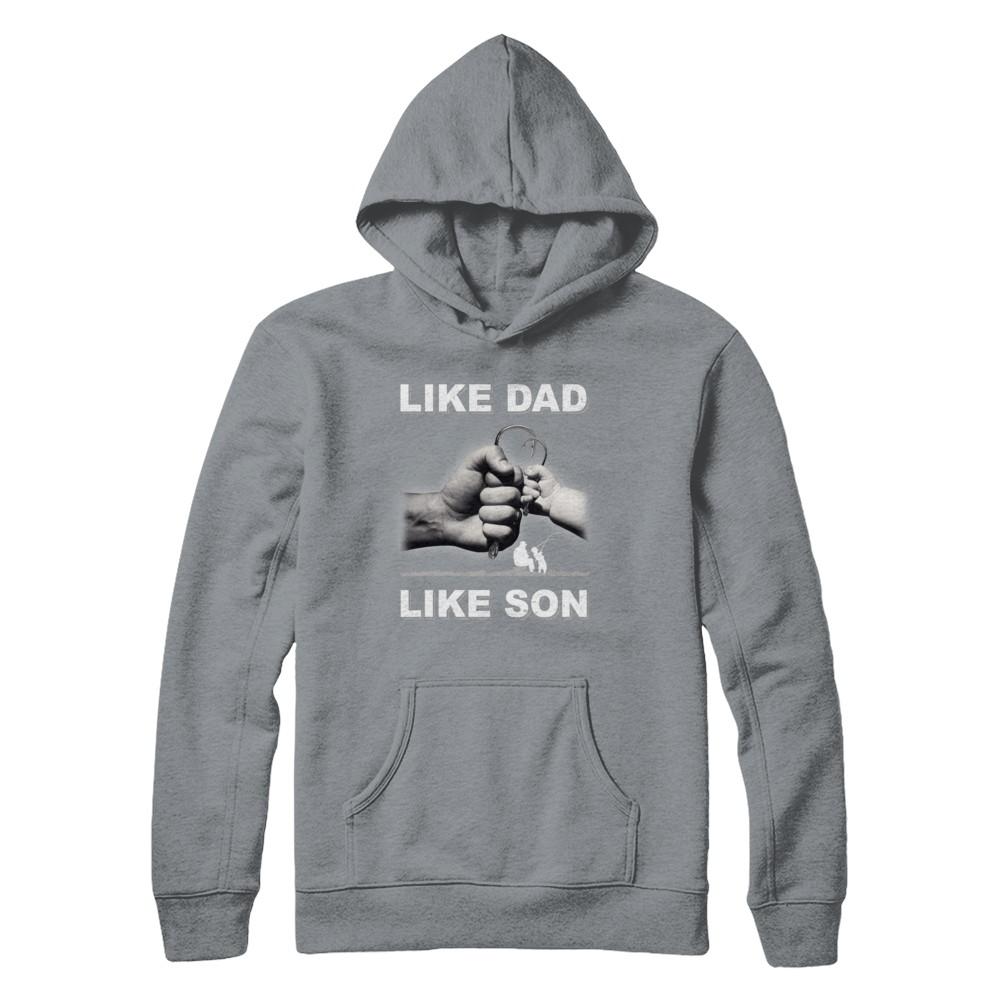 Like Dad Like Son Fishing Fish Fathers Day-T-Shirt & Hoodie-Pullover Hoodie-Light Steel