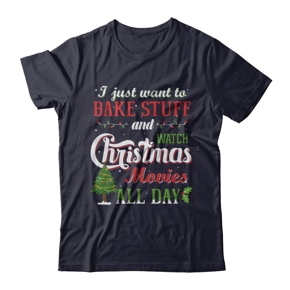 I Just Want To Bake Stuff And Watch Christmas Movies All Day-T-Shirt & Sweatshirt-Premium T-Shirt-Midnight Navy