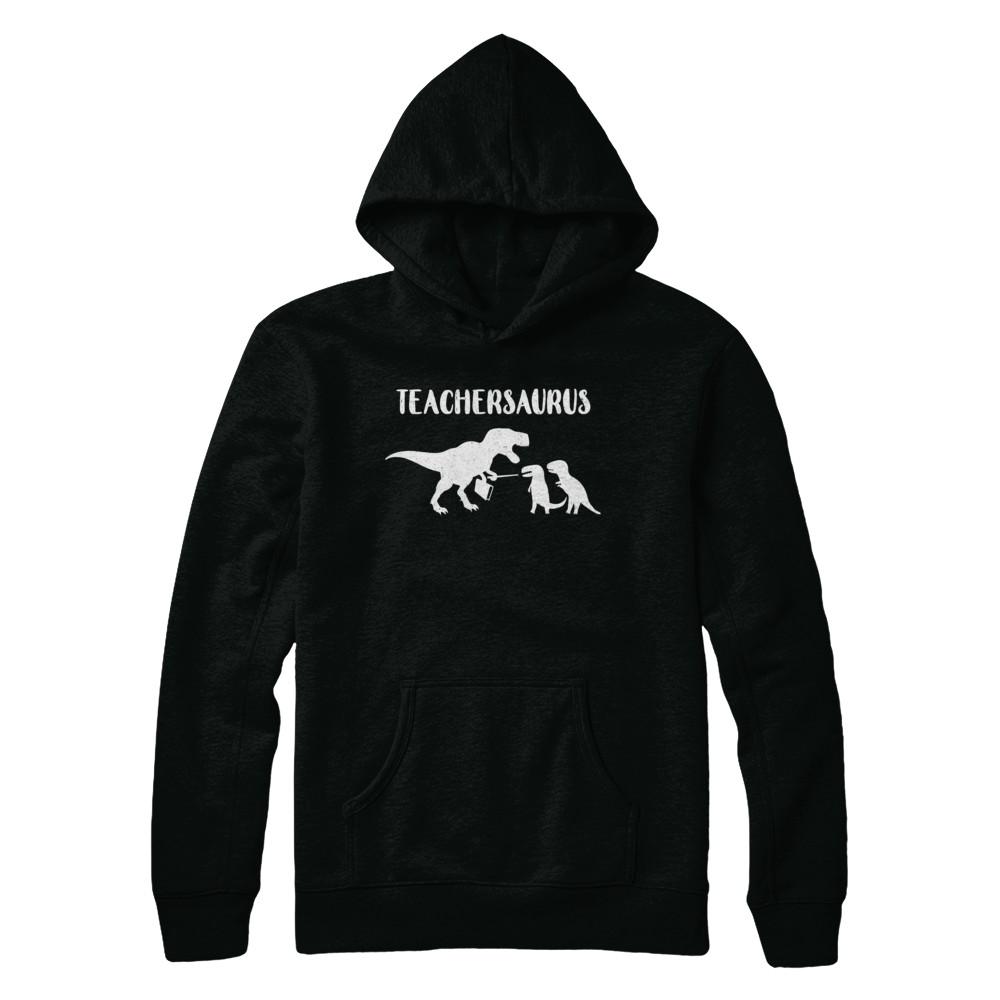 Teacher Funny Teachersaurus Dinosaur-T-Shirt & Hoodie-Pullover Hoodie-Black