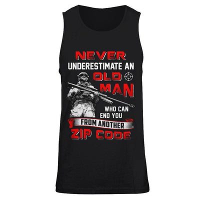 Never Underestimate An Old Man Who Can End You-T-Shirt & Hoodie-Unisex Tank-Black