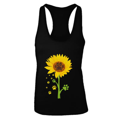 Funny Sunflower Cat Dog Paw Lover-T-Shirt & Tank Top-Women's Ideal Racerback Tank-Black