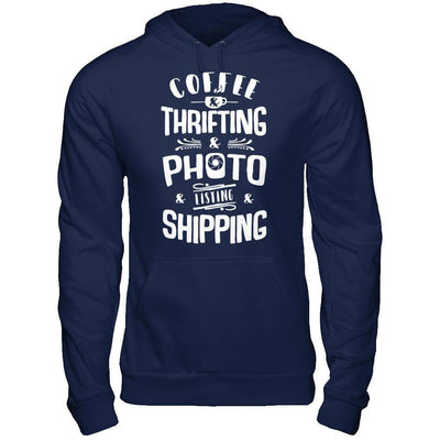 Coffee Thrifting Photos Listing Shipping-T-Shirt & Hoodie-Pullover Hoodie-Navy